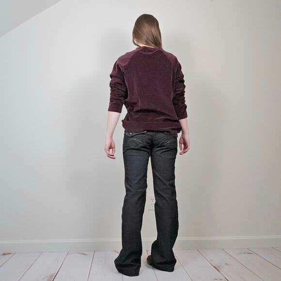 Vintage Y2K CK Velour Longsleeve Shirt Maroon Large - Picture 4 of 9